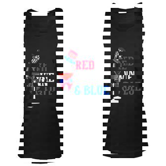 4Th Of July Red White And Blue Wine Glass Firework Drinker Tshirt Unisex Tank Top - Thegiftio UK
