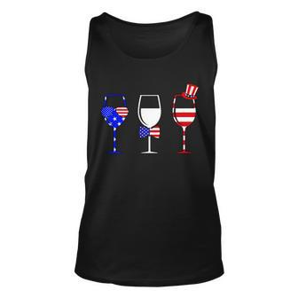 4Th Of July Red White Blue Wine Usa Glasses Unisex Tank Top - Monsterry
