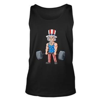 4Th Of July Uncle Sam Weightlifting Funny Deadlift Fitness Unisex Tank Top - Monsterry CA