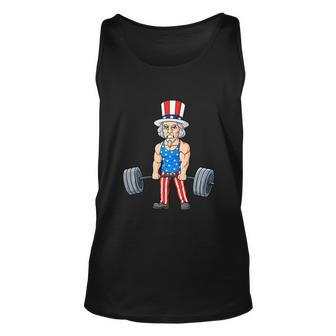 4Th Of July Uncle Sam Weightlifting Funny Unisex Tank Top - Monsterry