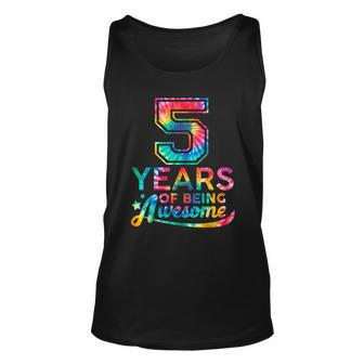 5 Year Of Being Awesome 5 Years Old 5Th Birthday Tie Dye Men Women Tank Top Graphic Print Unisex - Thegiftio UK