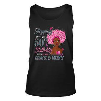 50Th Birthday Squad Stepping Into 50 Years Old Black Womens Unisex Tank Top - Seseable
