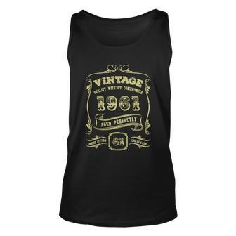 61St Birthday Gift Gold Vintage 1961 Age Perfectly Essential Unisex Tank Top - Monsterry