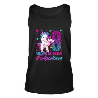 8Th Birthday 8 Year Old Girl Flossing Funny Unicorn Party Unisex Tank Top - Monsterry UK