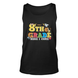 8Th Grade Here I Come 1St Day Of School Premium Plus Size Shirt For Teacher Kids Unisex Tank Top - Monsterry