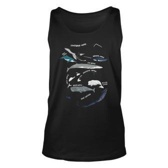 9 Types Of Whales - Whale Breeds Species - Whale Lover Unisex Tank Top - Thegiftio UK