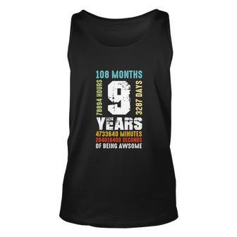 9 Years Being Awesome Funny 9Th Birthday Boy Girl Unisex Tank Top - Monsterry