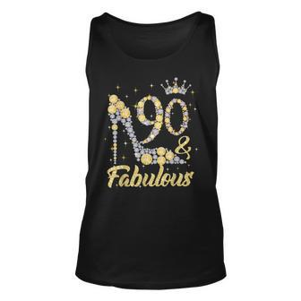 90 & Fabulous 90 Years Old 90Th Birthday Diamond Crown Shoes Unisex Tank Top - Seseable