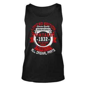 90Th Birthday Gift Vintage Legends Born In 1932 90 Years Old Unisex Tank Top - Seseable