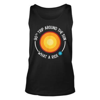 90Th Birthday Retro 90Th Trip Around The Sun What A Ride Unisex Tank Top - Seseable