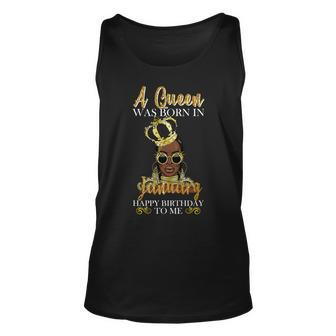 A Queen Was Born In January Happy Birthday Graphic Design Printed Casual Daily Basic Unisex Tank Top - Thegiftio UK