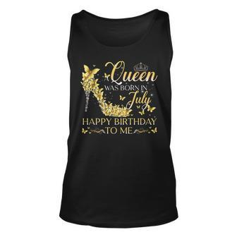 A Queen Was Born In July Happy Birthday To Me Crown Shoes Men Women Tank Top Graphic Print Unisex - Thegiftio UK
