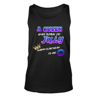 A Queen Was Born In July Happy Birthday To Me Graphic Design Printed Casual Daily Basic Unisex Tank Top - Thegiftio UK