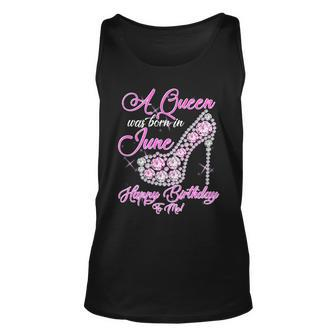 A Queen Was Born In June Fancy Birthday Graphic Design Printed Casual Daily Basic Unisex Tank Top - Thegiftio UK