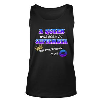 A Queen Was Born In September Happy Birthday To Me Graphic Design Printed Casual Daily Basic Unisex Tank Top - Thegiftio UK