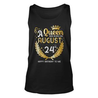A Queen Was Born On August 24 Girly August 24Th Birthday Unisex Tank Top - Seseable