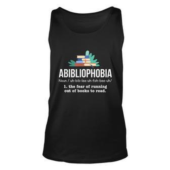 Abibliophobia A Bookaholic Library Themed Gift Unisex Tank Top - Monsterry