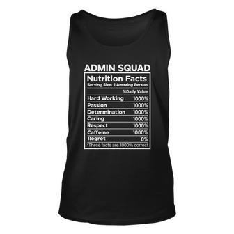 Admin Squad Nutrition Facts Office Worker Squad Funny Gift Unisex Tank Top - Monsterry CA