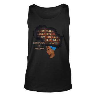 Africa Education Is Freedom Library Book Black History Month Men Women Tank Top Graphic Print Unisex - Thegiftio UK
