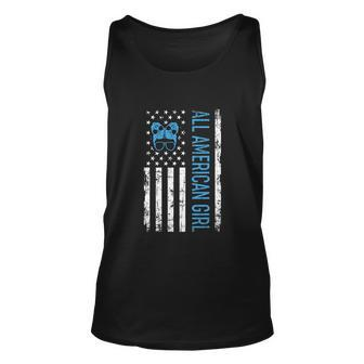 All American Girls 4Th Of July Shirt Daughter Messy Bun Usa Unisex Tank Top - Monsterry AU