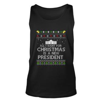 All I Want For Christmas Is A New President Ugly Graphic Design Printed Casual Daily Basic Unisex Tank Top - Thegiftio UK