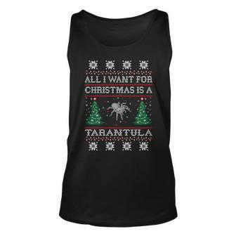 All I Want For Christmas Tarantula Ugly Sweater Unisex Tank Top - Thegiftio UK