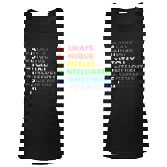 Always Unique Totally Intelligent Sometime Mysterious T-Shirt Graphic Design Printed Casual Daily Basic Unisex Tank Top - Thegiftio