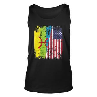 Amazigh Roots Half American Flag Proud Of Kabyle Flag Unisex Tank Top | Mazezy