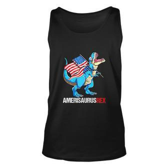 American Flag Funny 4Th Of July T Rex Dinosaur Unisex Tank Top - Monsterry DE