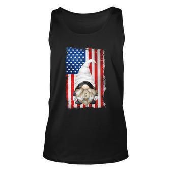 American Flag Motif For Veteran Women Funny Patriotic Gnome Meaningful Gift Unisex Tank Top - Monsterry