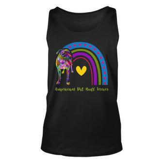 American Pit Bull Terrier Dog Lovers Rainbow For Dad Mom Unisex Tank Top - Thegiftio UK