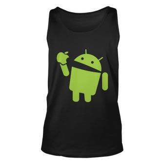 Android Eats Apple Funny Nerd Computer Tshirt Unisex Tank Top - Monsterry