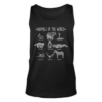 Animals Of The World Funny Wildlife Tshirt Unisex Tank Top - Monsterry