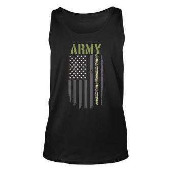 Army Veteran Thin Camo Line Flag Tshirt Unisex Tank Top - Monsterry CA