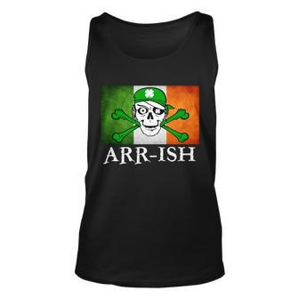 Arr-Ish Irish Pirate St Patricks Day Flag Tshirt Unisex Tank Top - Monsterry UK