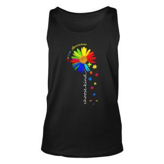 Autism Awareness Choose Kind Sunflower Puzzle Unisex Tank Top - Monsterry
