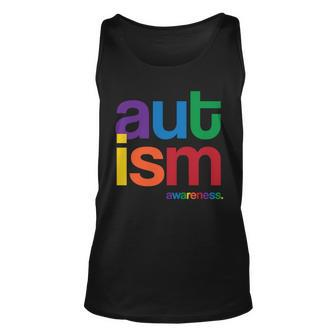 Autism Awareness Rainbow Letters Tshirt Unisex Tank Top - Monsterry AU