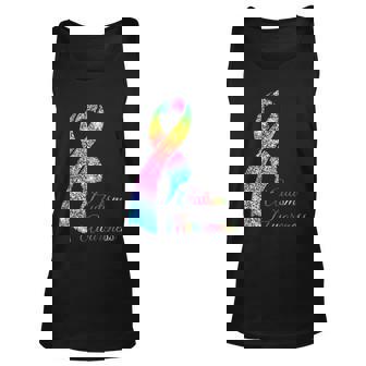 Autism Awareness Sparkle Glitter Ribbon Unisex Tank Top - Thegiftio