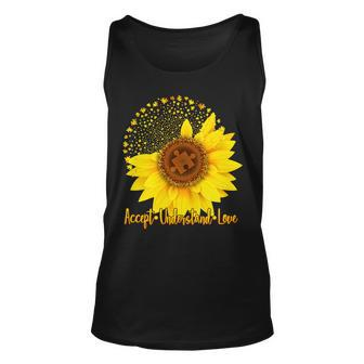 Autism Awareness Sunflower Puzzle Unisex Tank Top - Monsterry