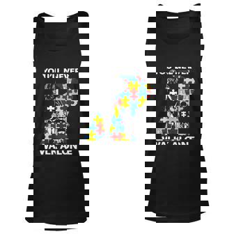 Autism Mom Gift Youll Never Walk Alone Support Autism Son Gift Unisex Tank Top - Monsterry