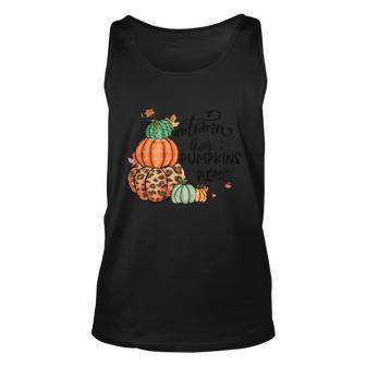 Autumn Leaves Pumpkin Please Thanksgiving Quote Unisex Tank Top - Monsterry UK