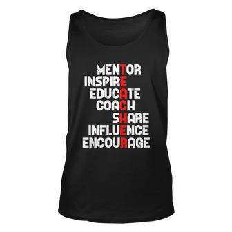 Awesome Teacher Definition Mentor Coach Educate Inspire Graphic Design Printed Casual Daily Basic Unisex Tank Top - Thegiftio UK