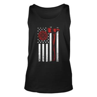 Axe Fire Dept American Flag Thin Red Line Unisex Tank Top - Monsterry UK