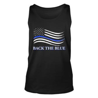 Back The Blue Thin Blue Line Usa Flag Unisex Tank Top - Monsterry DE