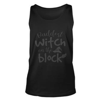 Baddest Witch On The Block Halloween Quote V3 Unisex Tank Top - Thegiftio UK