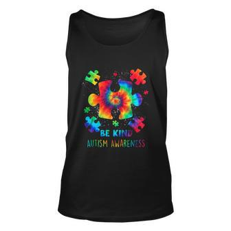 Be Kind Puzzle Pieces Tie Dye Cute Autism Awareness Unisex Tank Top - Monsterry UK