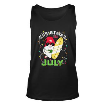 Beach Santa Surfer Funny Christmas In July Unisex Tank Top - Monsterry