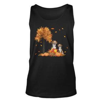 Beagle Autumn Leaf Fall Dog Lover Thanksgiving Halloween Unisex Tank Top - Seseable