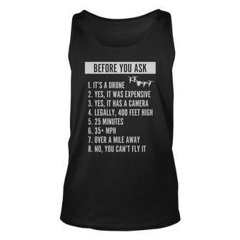Before You Ask Drone Funny Drone Tshirt Unisex Tank Top - Monsterry DE