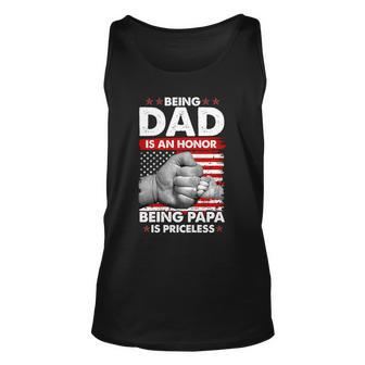 Being Dad Is An Honor Being Papa Is Priceless Usa American Flag Unisex Tank Top - Monsterry CA